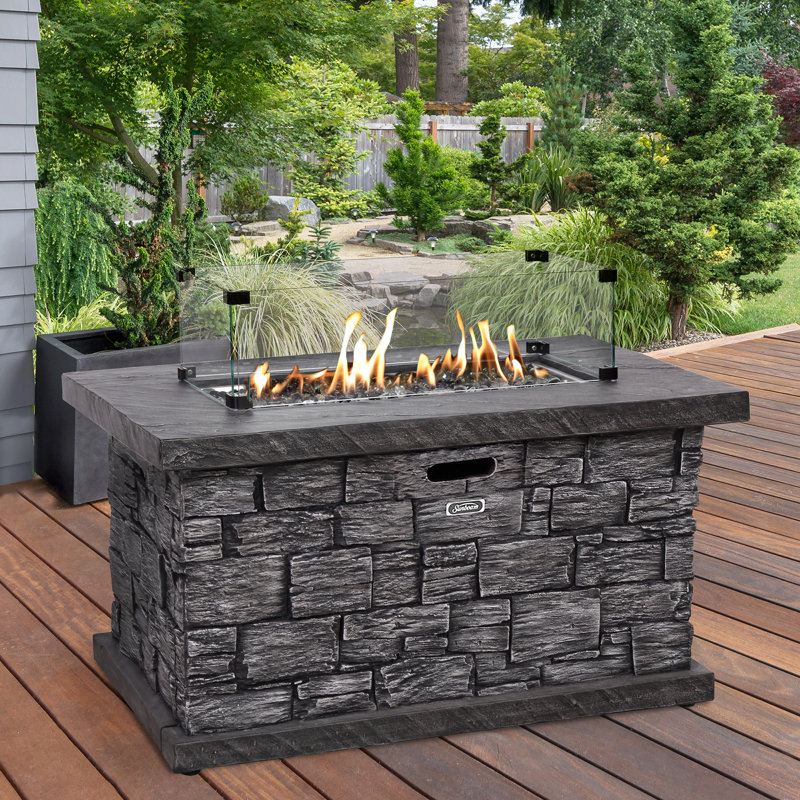 Sunbeam Faux Stone Propane Fire Pit Table Wayfair